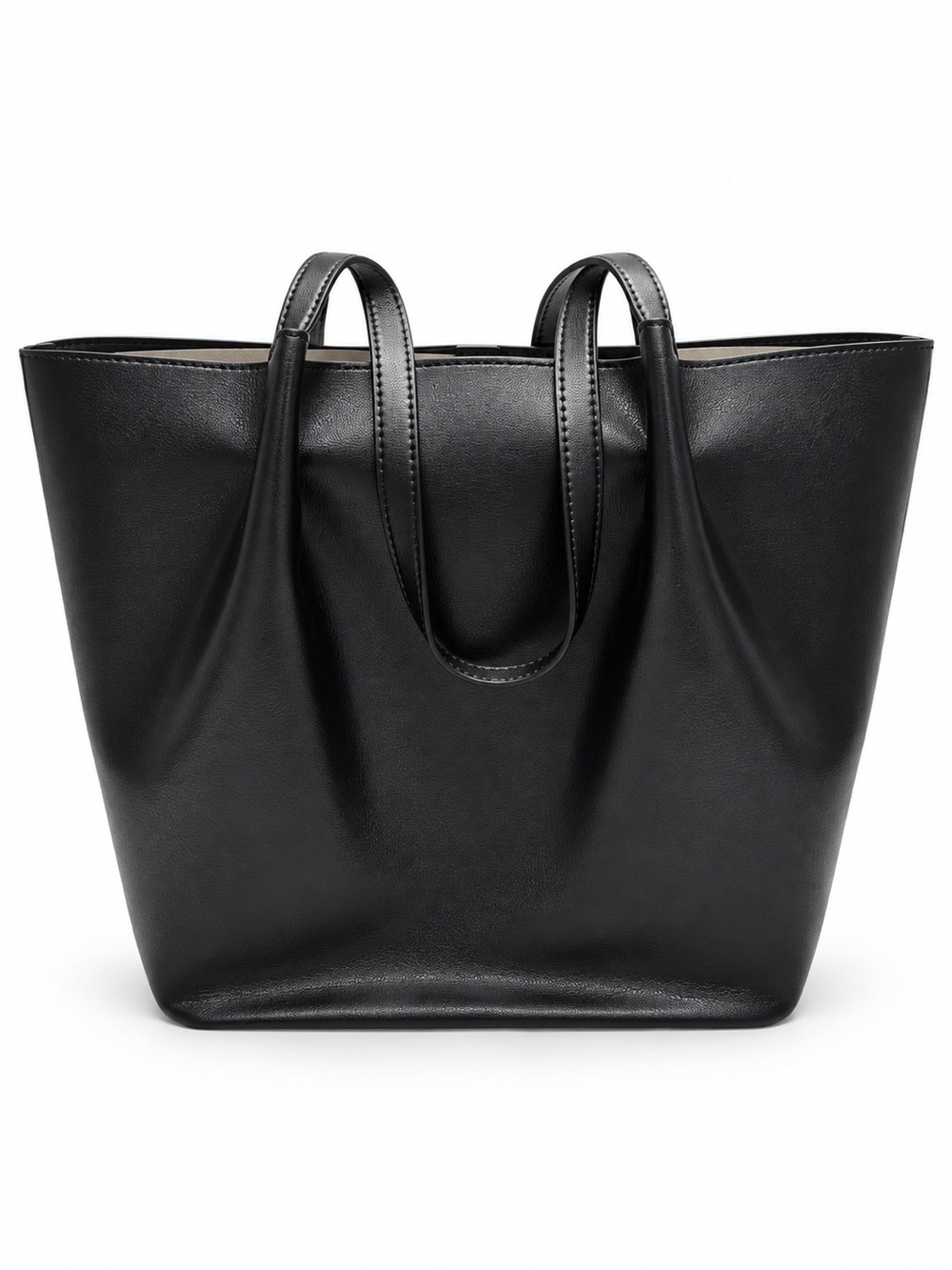 a new day Black Leather Tote Bag